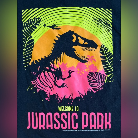 Old Navy Jurassic Park Black & Neon T-Shirt, Toddler Girl size 5T, T-Rex Shirt - Picture 4 of 6